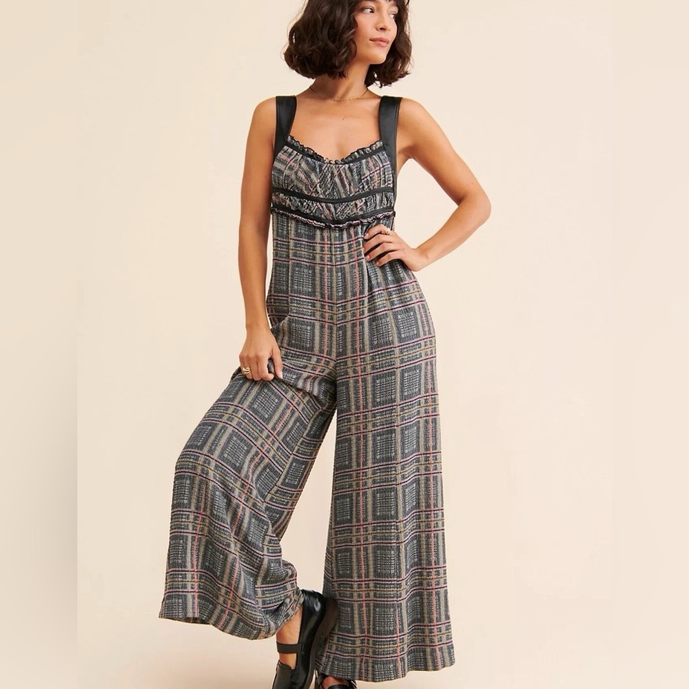Free People Marley Plaid Jumpsuit Size XS